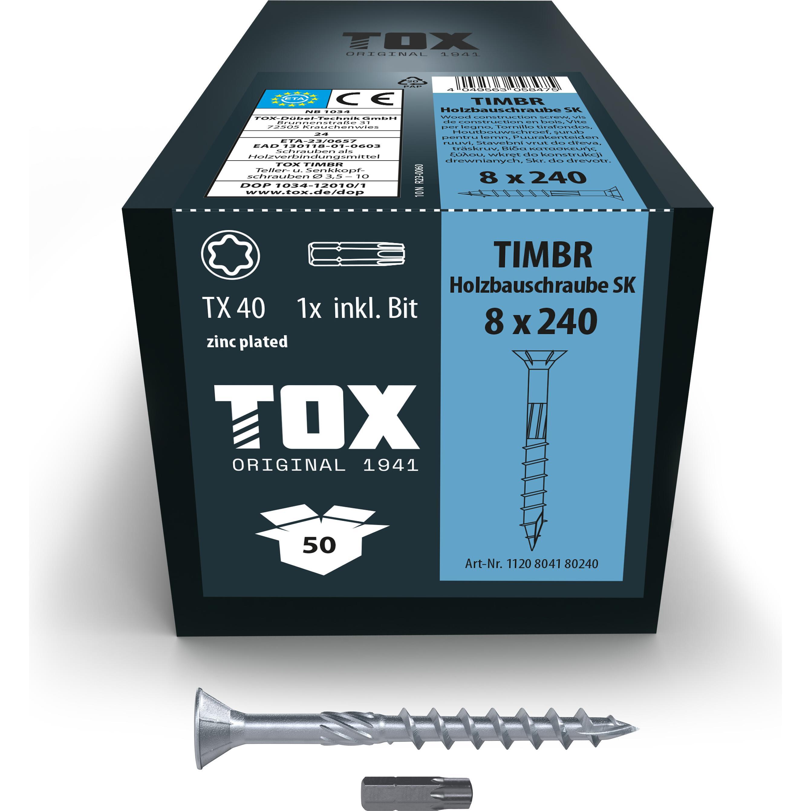 Tox, Viti, TIMBR 8,0 x 240 SK (50 pz.) (50 Viti per pezzo)