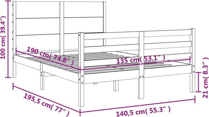 Produktbild vidaXL Bettrahmen (140 x 190 cm)