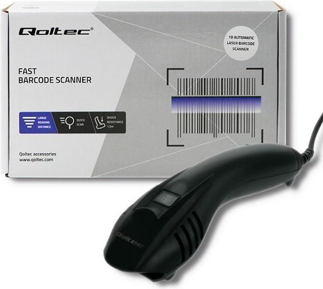 Produktbild Qoltec 50861 Wired Laser Barcode Scanner 1D (1D-Barcodes)