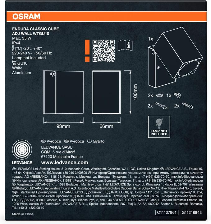 Image du produit Osram Endura Classic Cube ADJ Wall Mur ajustable blanc (GU10)