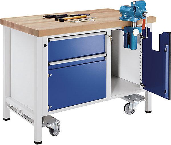 Immagine prodotto Anke Banco da lavoro compatto, con rotelle, mobile, con 1 cassetto e morsa a vite (127 cm, 70 cm)