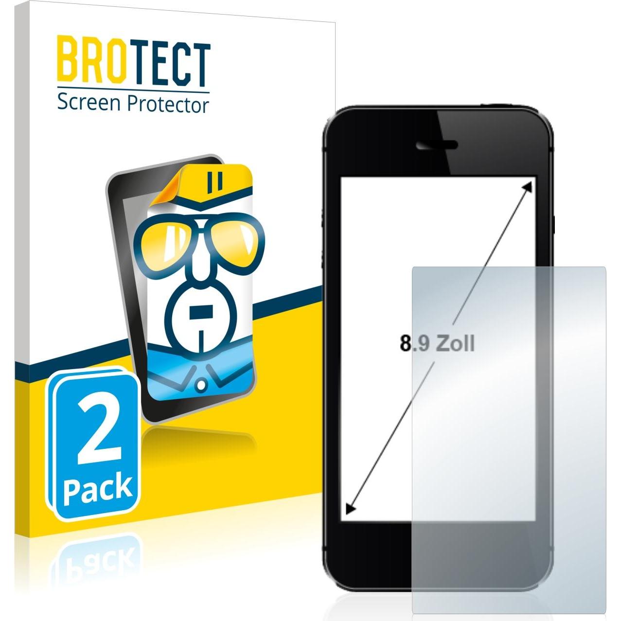 BROTECT Schutzfolie Displayschutz Klar (2 Stück, Universal), Smartphone Schutzfolie, Transparent