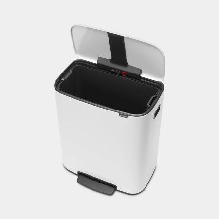 Productafbeelding Brabantia BO pedaalemmer hoekig 60 L wit easy-closing deksel, met kunststof binnenemmer (60 l)