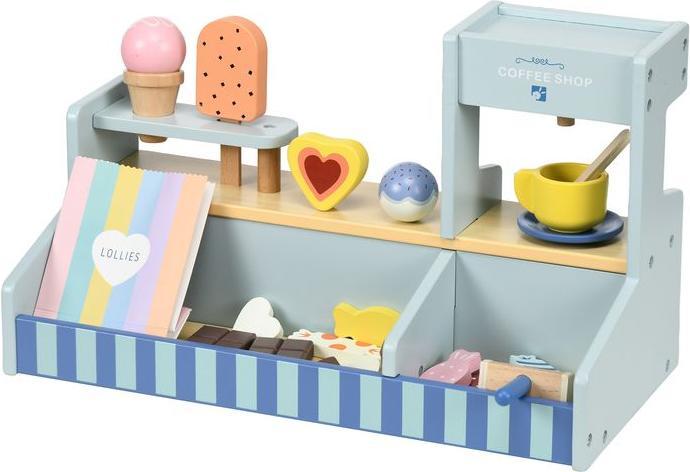 Produktbild Swisshandel24 Eisdiele Kinder Holz, Eis Holzspielzeug für Kinder mit Küchenzubehör, Hellblau