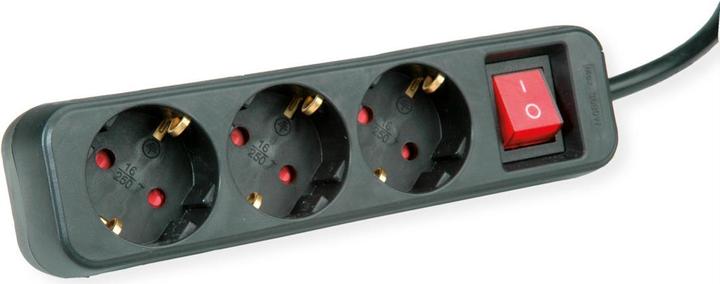 Actual product image Roline 3-way power strip with switch black 6m (3x, CEE 7/3, 6 m)