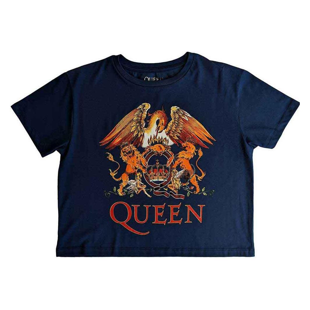 Queen, Damen, Shirts, Classic Crest Crop Top (Girlie), Blau