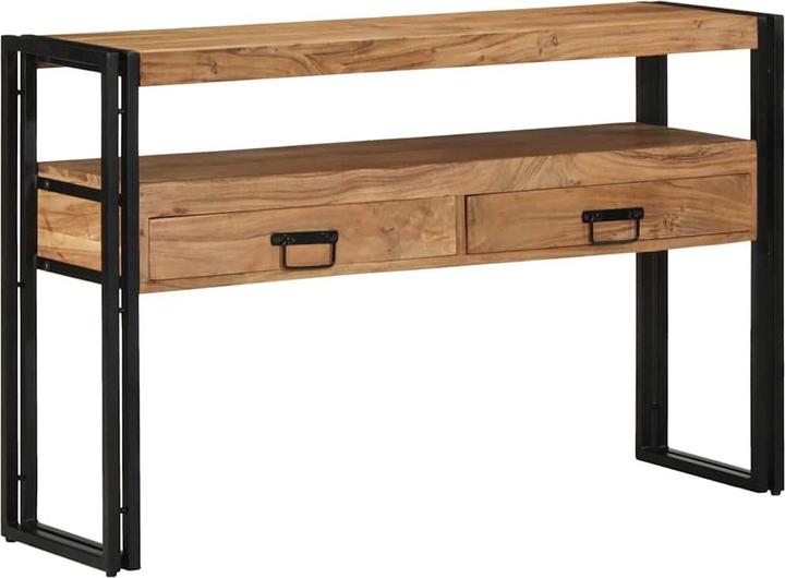 vidaXL Tavolini neri 120x33x75 cm in legno massiccio di acacia e metallo