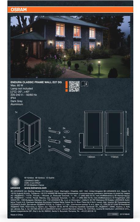 Produktbild Osram ENDURA CLASSIC FRAME Wall E27 (E27, IP44)