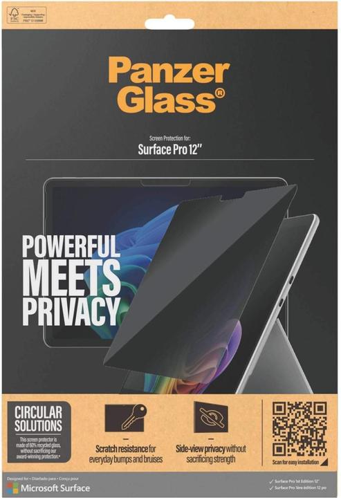 Actual product image PanzerGlass ® Privacy Screen Protector Microsoft Surface Pro 1st Edition 12” | Ultra-Wide Fit (1 pcs., Microsoft Surface Pro 12)