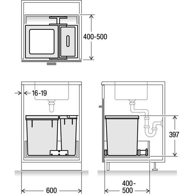 Thumbnail - Müllex Kehrichtbehälter X-LINE X60 L7, Abfalleimer, Grau