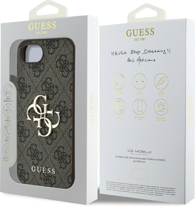 Produktbild Guess PU 4G Metal Logo Case für Apple iPhone SE (2024) - brown (Apple iPhone 16e, Apple iPhone 17e, Apple iPhone 4)