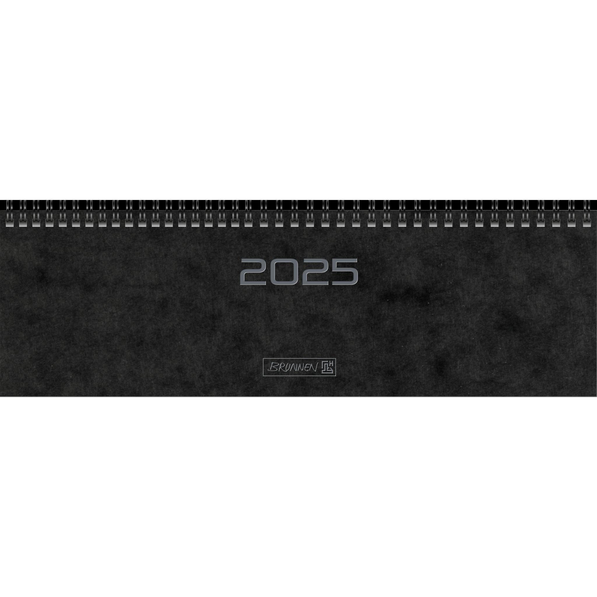 Brunnen, Agenda, Querkalender 777 32,6x10,2cm 1 Woche/2 Seiten Karton schwarz 2025 (Deutsch, Italienisch, Französisch, E...