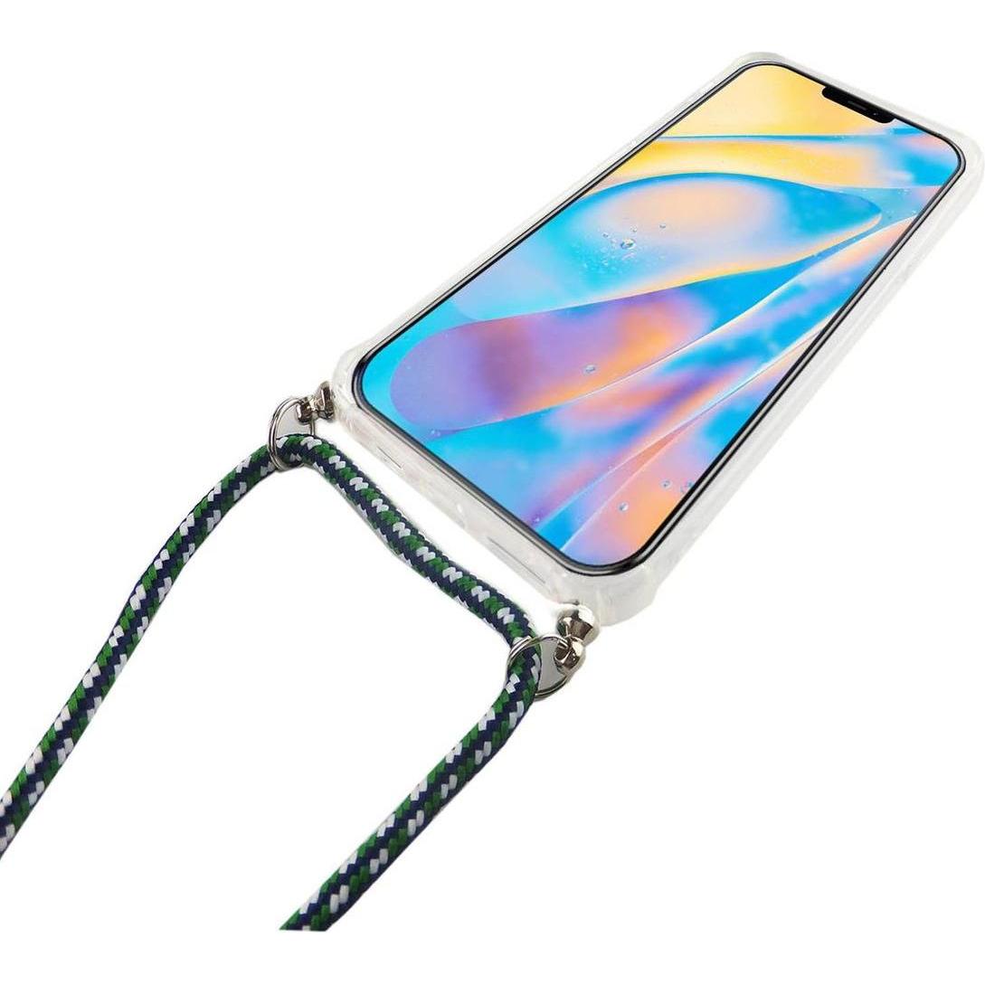 Thumbnail - König Design Apple iPhone 12 / 12 Pro Handykette Hülle mit Band zum umhängen Kordel Etui Grün, Handykette, Transparent