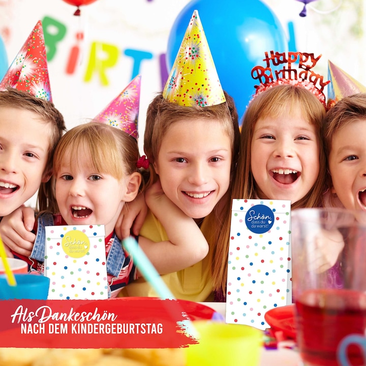 Actual product image Papierdrachen 24 birthday bags - confetti