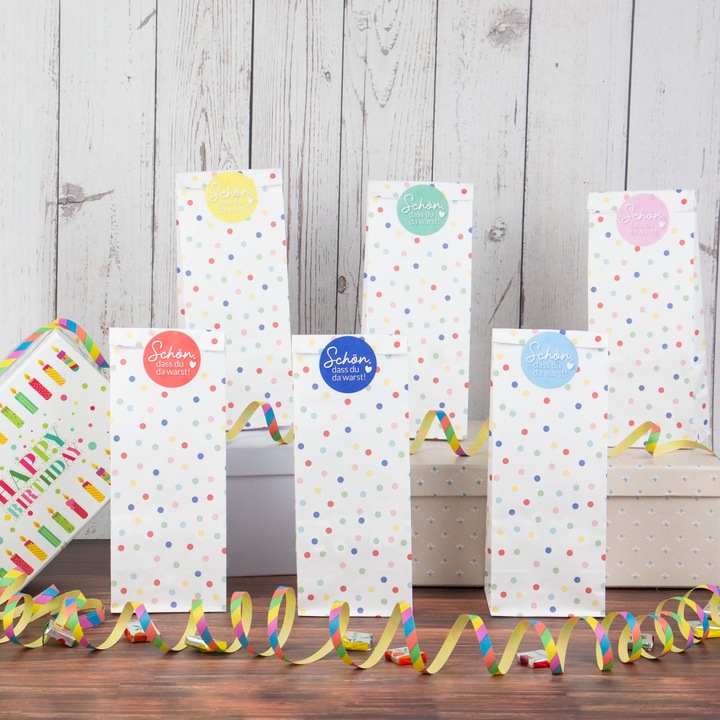 Actual product image Papierdrachen 24 birthday bags - confetti