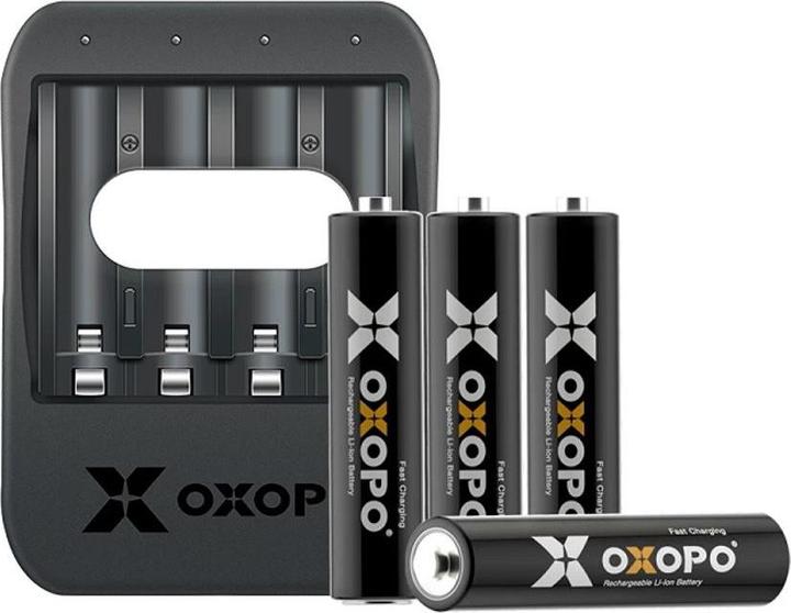 NoName Battery charger Oxopo for Li-ion incl. 4 AAA 550mah Li-ion (4 Stk., AAA, Ladegerät inkl. Akku)