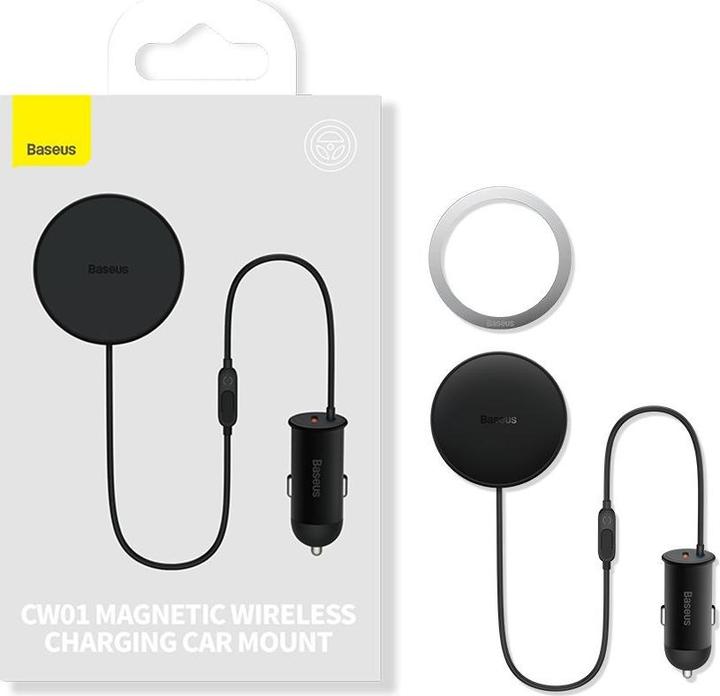 Actual product image Baseus Magnetic Car Phone Holder CW01 to Ventilation Grid with car charger USB-A, 15W + 25W (black)