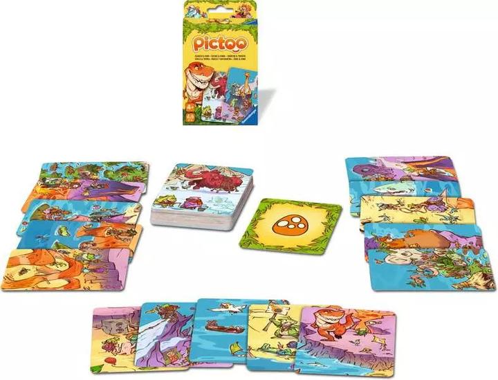 Productafbeelding Ravensburger 23479 - Pictoo Dino Kaartspel - Snel kaartzoekspel voor kinderen vanaf 4 jaar (Engels, Spaans, Italiaans, Nederlands, Duits, Frans, Portugees)