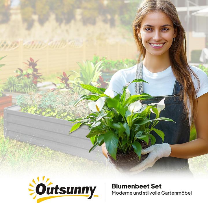Produktbild Outsunny Hochbeet Stahl Hellgrau