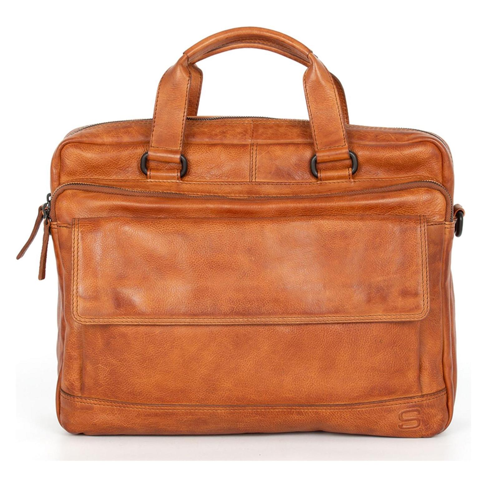 Spikes & Sparrow Leren Business Tas Schoudertas Met Laptopvak Kevin Business Bag (15.60"), Notebooktasche, Braun