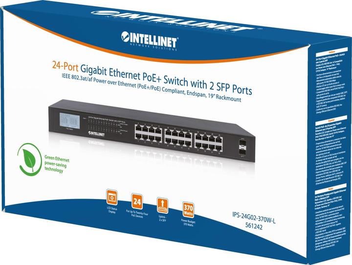 Produktbild Intellinet Gigabit Ethernet PoE+ Switch with 2 SFP Ports and LCD Screen (24 Ports)