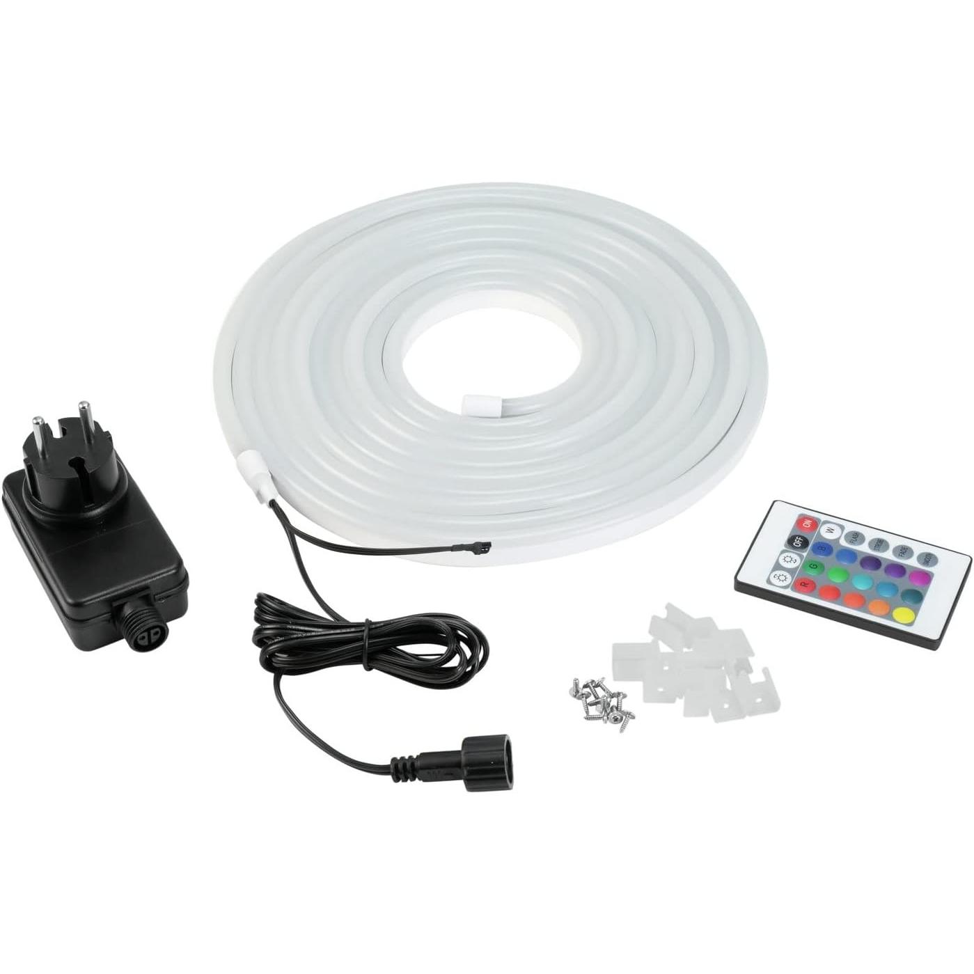 Eurolite, Striscia LED, LED Neon Flex 24V RGB 5m con set IR (RGB, 500 cm, Esterno, Interno)