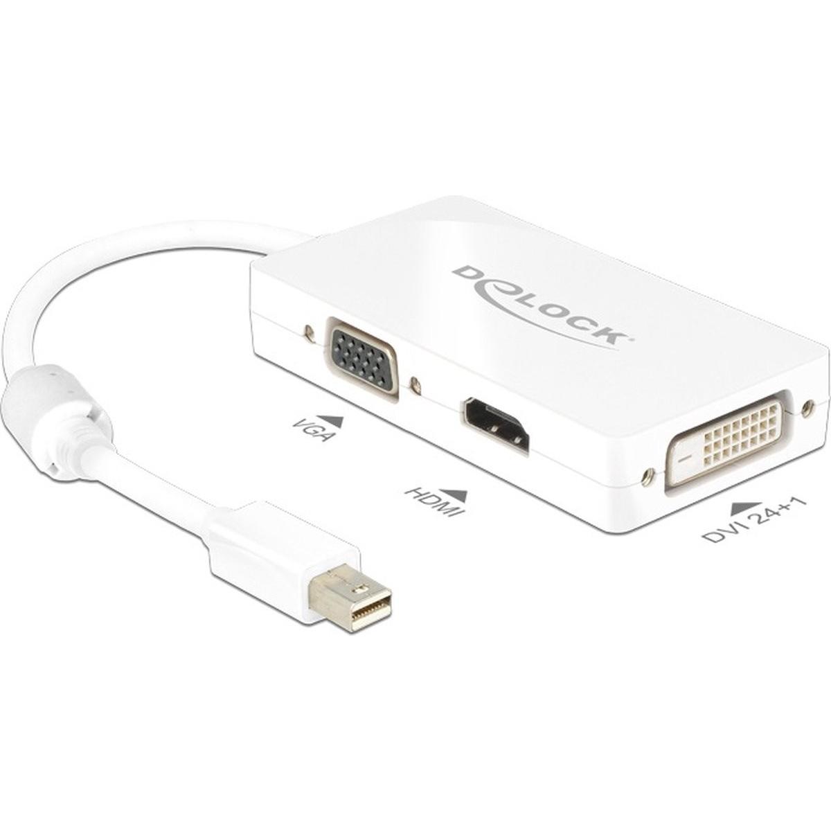 Delock Mini Displayport 1.1 a (DVI, VGA, HDMI, 10 cm), Adattatore dati + video, Bianco