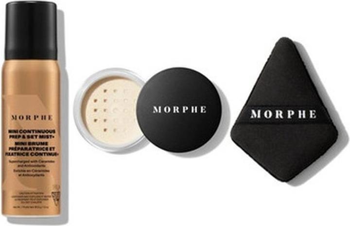 Actual product image Morphe Continuous Prep And Set Mist + Translucent Setting Powder + Highlight And Co (Transparent)