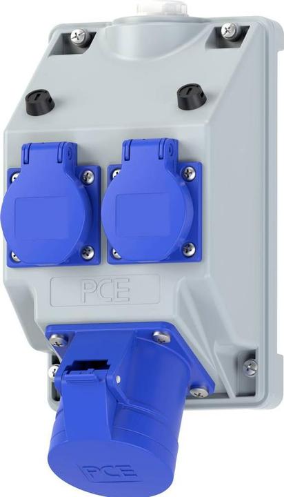 PCE PC Electric 16082352 Steckdosen-Verteiler Grau, Blau (2x, CEE 7/3, CEE 7/4)