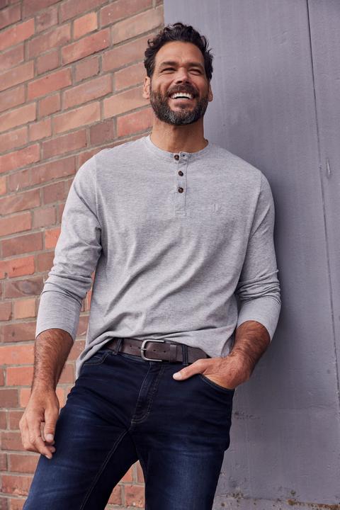 Produktbild JP1880 Henley, Basic, Shirt, Langarm, Knopfleiste, bis 8XL (8XL)