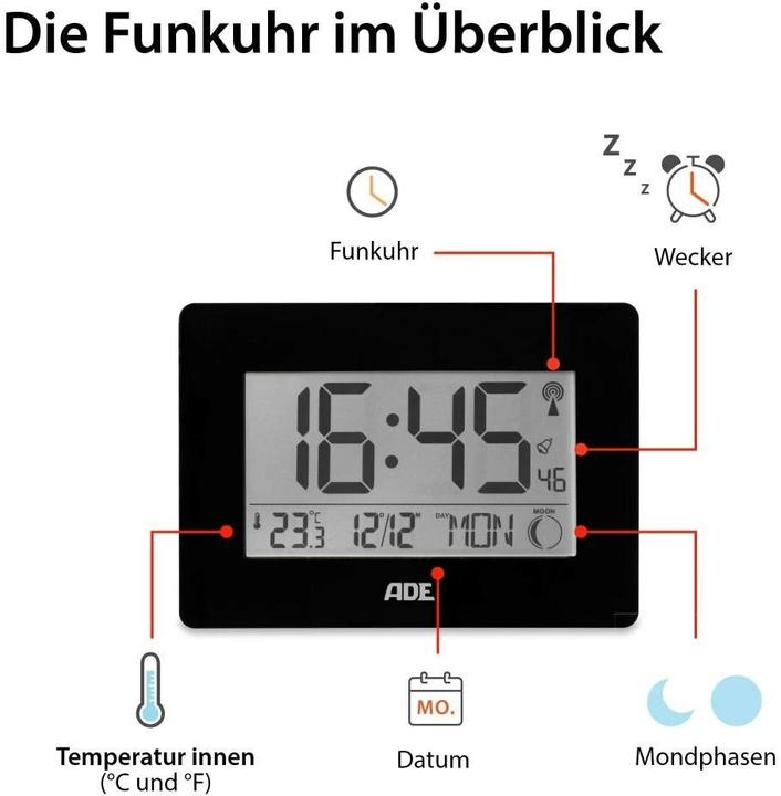 Produktbild ADE Funkuhr XXL-Ziffern