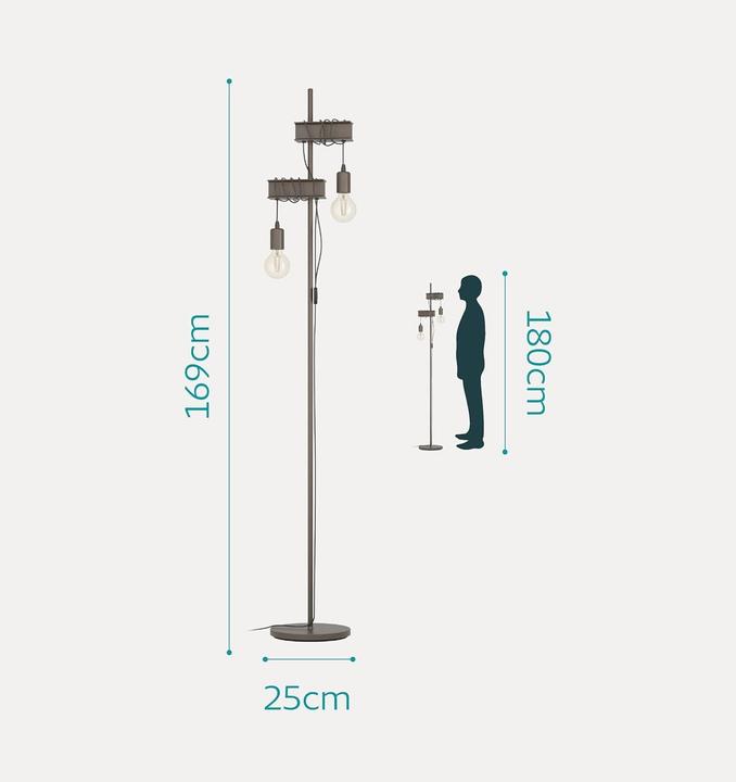 Produktbild EGLO Stehleuchte TOWNSHEND 4 2x E27 Antik-braun (E27)