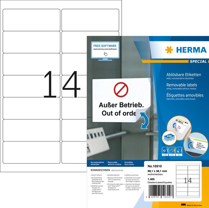 Actual product image HERMA Removable address labels A4