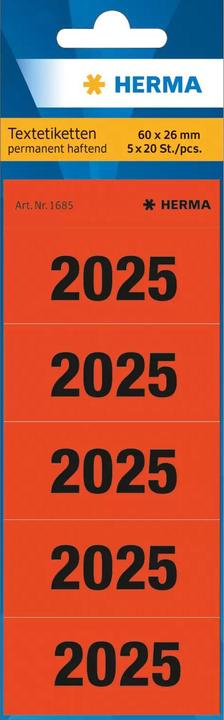 Energie-Label HERMA Jahreszahlen 2025 Rot 10Stk