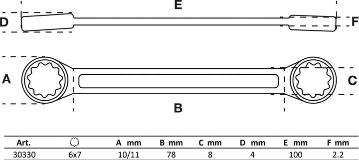Image du produit BGS Clé polygonales double embouts extra plate 6 x 7 mm (7 mm, 6 mm)