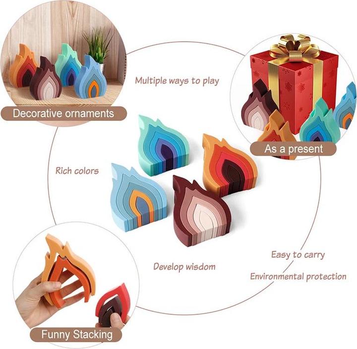 Produktbild Activity Board 1Set weiche Bauklötze Silikon Stapeln Baby Spielzeug Runde Form Konstruktion Spielzeug