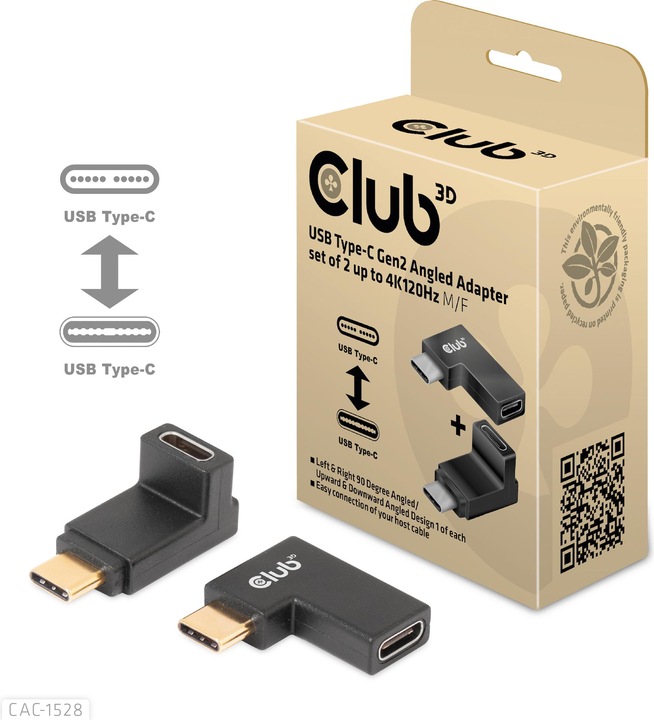 Productafbeelding Club 3D Club3D Adapter USB 3.2 Type C <> USB 3.2 Type C St/B (USB 3.2 Gen 2)
