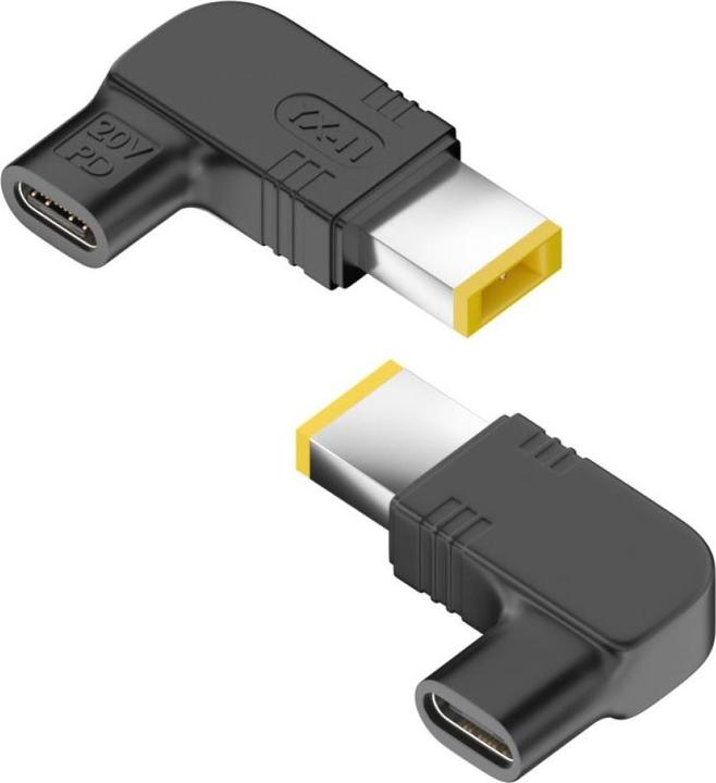 Produktbild PowerGuard L-Shape USB-C auf Lenovo Thinkpad Square Slim Tip Ladeadapter PD 20V 100W