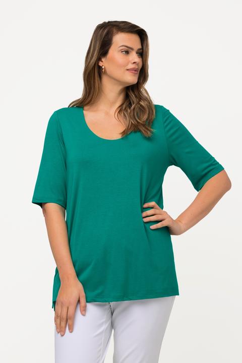 Image du produit Ulla Popken T-shirt doublé à l'avant, col V et manches courtes (58)