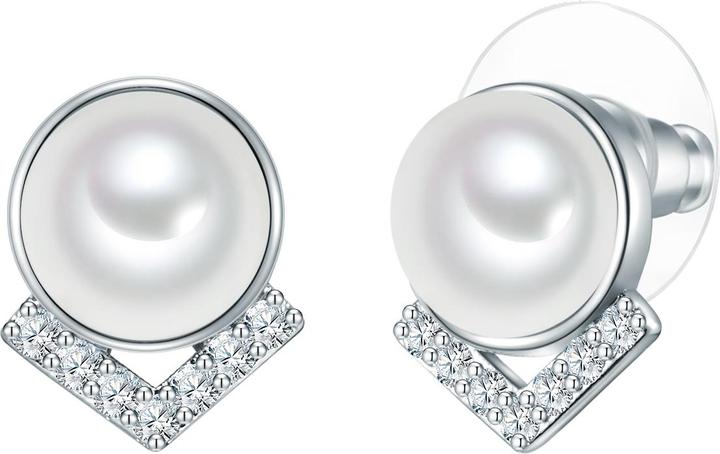 Produktbild Lulu & Jane Messing Zirkonia Muschelkernperle silber - 33048 (Messing)