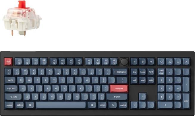 Produktbild Keychron V6 Max Swappable RGB Backlight Red Switch ISO Layout Italian - Black - Knob Version (PBT Caps) (IT, Kabelgebunden, Kabellos)