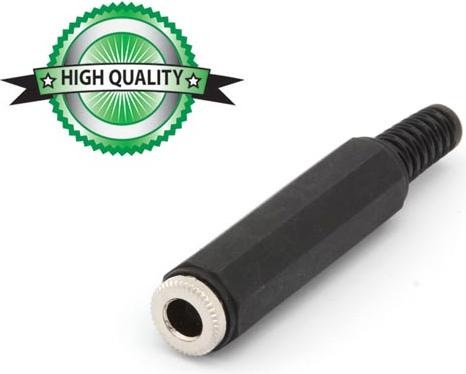 Immagine prodotto Velleman Connettore Jack femmina da 6.35Mm in plastica con cappuccio in nichel stereo nero