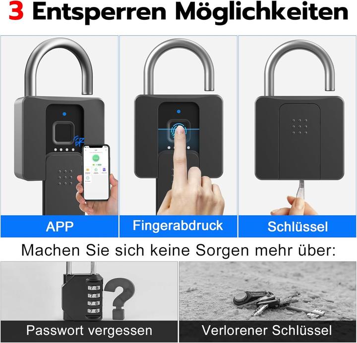 Immagine prodotto Anweller Vorhängeschloss mit Fingerabdrucksensor