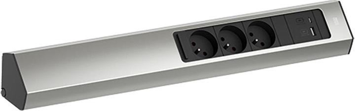 Produktbild Bachmann CASIA 2 3x FR Steckdose UTE 1x USB-Charger A/C (932.007) Edelstahl-Optik, lang (CEE 7/5, CEE 7/3, 2 m)