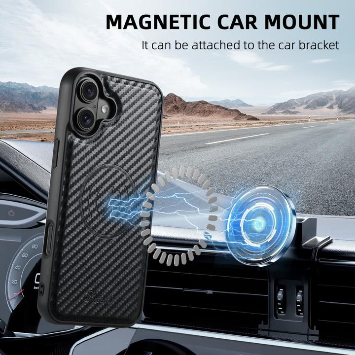 Produktbild Ueli Express Magnetische Carbon Optik Hülle mit abnehmbarem Kartenhalter (Apple iPhone 16)