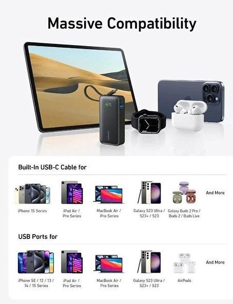 Actual product image Anker POWER BANK USB 10000MAH/NANO A1259G11 (10000 mAh, 30 W, 37 Wh)