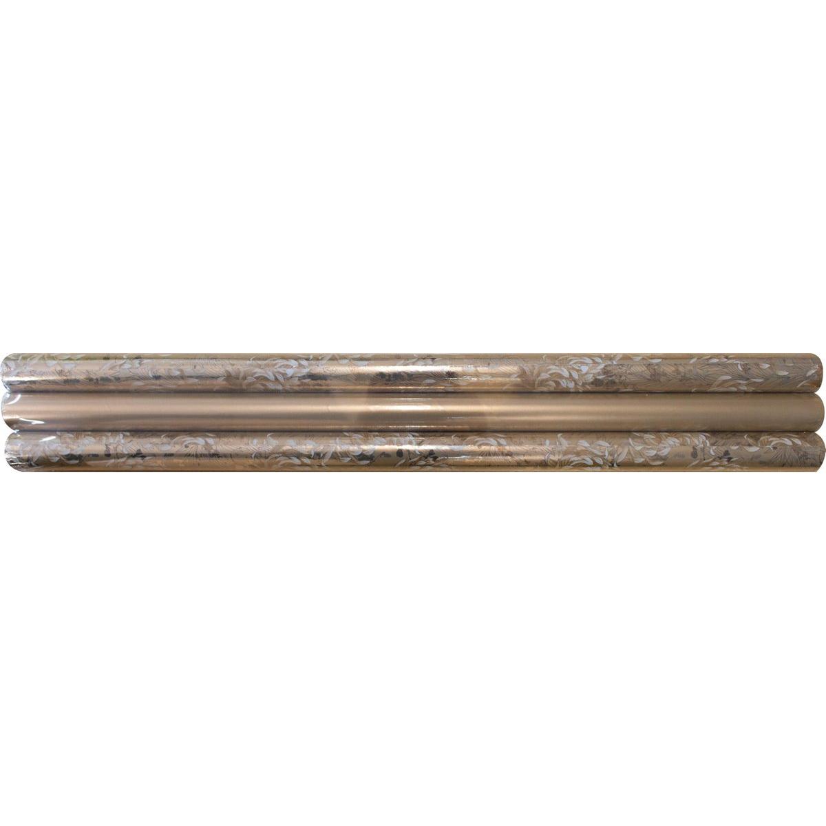 Kangaro, Geschenkverpackung, Geschenkpapier gold metallic Blume 3 Rollen (Geschenkpapier, 3 x)