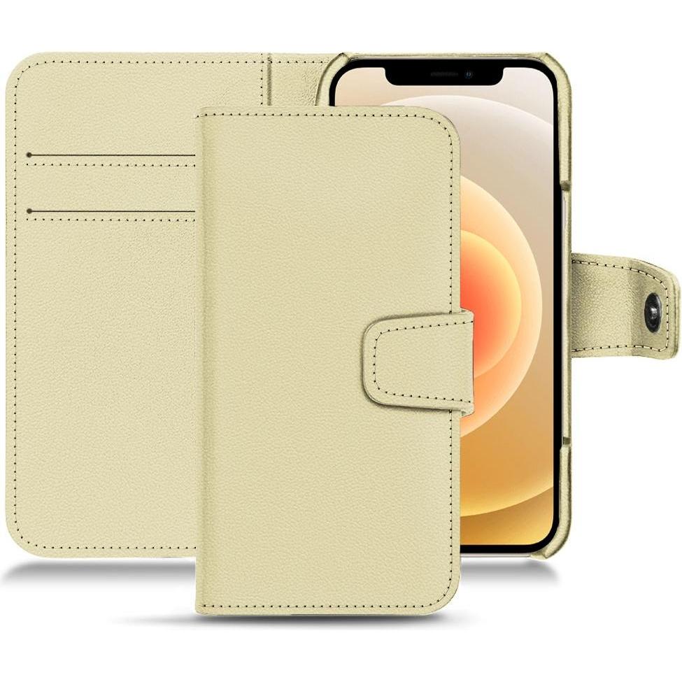 Noreve Lederschutzhülle Wallet (Apple iPhone 12), Smartphone Hülle, Beige