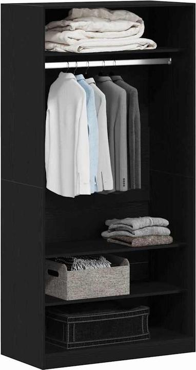 Actual product image vidaXL Wardrobe in black with oak 100x50x200 cm made of engineered wood (100 x 50 x 200 cm)