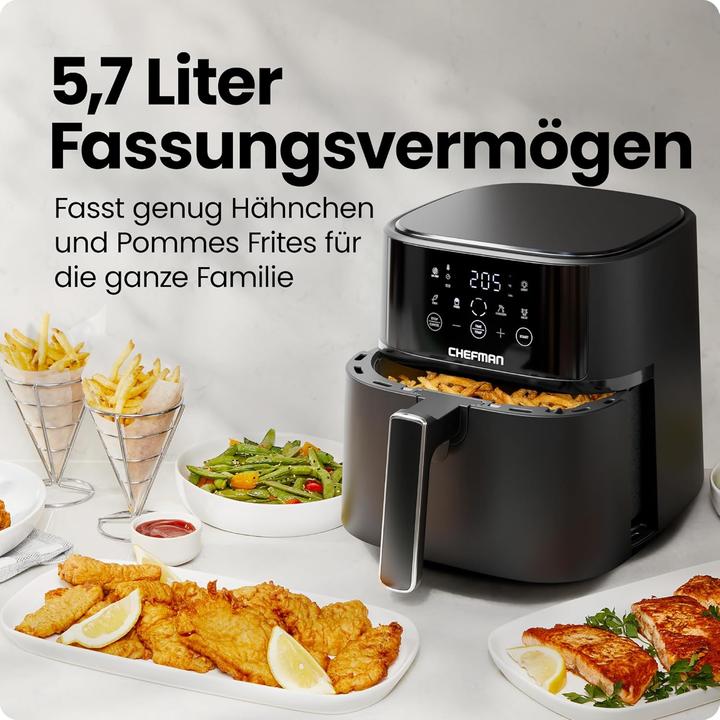 Produktbild Chefman TurboFry Touch - Digitale 5.7-Heissluftfritteuse mit Sichtfenster